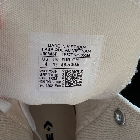 NEW MEN'S CONVERSE CANVAS PLATFORM CHUCK TAYLOR ALL STAR WHITE SNEAKERS 9 - 13 - Picture 7 of 9